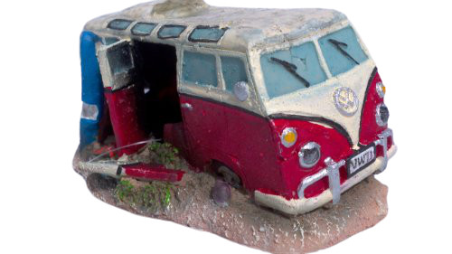 Red camper van - camper, fish