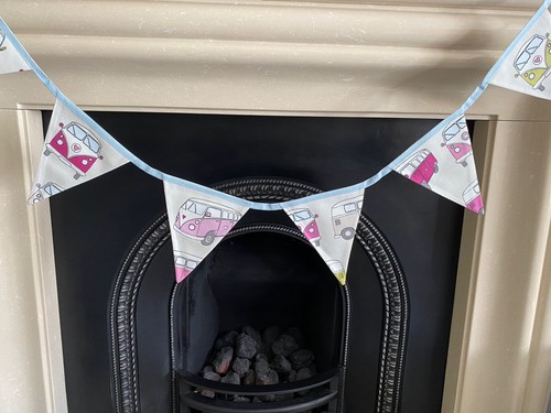 Pink campervan fabric - pink,