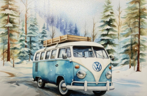 Campervan the snow art - campervan,